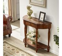 Mesa consola de madera maciza de media luna para entrada con cajón de almacenamiento, mesa de sofá semicircular para decoración de pasillo y entrada