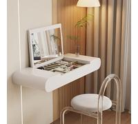 Mesa consola de madera maciza montada en la pared, armario de almacenamiento de 39.5 pulgadas con estantes, tocador flotante para dormitorio y baño, muebles elegantes de peluquería (blanco)