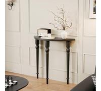 Mesa Consola de Media Luna de Madera Maciza, Consola Estrecha Moderna, Mesa de Entrada con Bordes Redondeados para Pasillo, Entrada, Fácil Montaje, Espacios Pequeños(Black,80*25*90cm/31.5*9.8*35.4in)