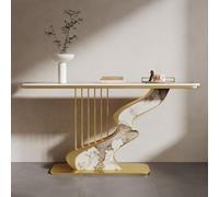Mesa consola de metal, mesa de entrada de escritorio resistente con losa de roca para sala de estar, pasillo, dormitorio, vestíbulo