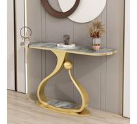 Mesa Consola de Piedra Sinterizada, Moderno Mesa de Entrada Estrecha con Base Metálica, Mesas de Acento de Pasillo, Mesas Slim Detrás del Sofá para Espacios de Vida Compactos(Gold C,L150*W30*H80cm)