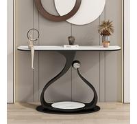 Mesa Consola de Piedra Sinterizada, Moderno Mesa de Entrada Estrecha con Base Metálica, Mesas de Acento de Pasillo, Mesas Slim Detrás del Sofá para Espacios de Vida Compactos(Black A,L120*W30*H80cm)