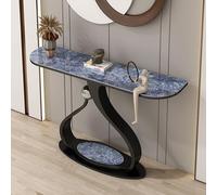 Mesa Consola de Piedra Sinterizada, Moderno Mesa de Entrada Estrecha con Base Metálica, Mesas de Acento de Pasillo, Mesas Slim Detrás del Sofá para Espacios de Vida Compactos(Black D,L120*W30*H80cm)