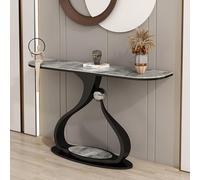 Mesa Consola de Piedra Sinterizada, Moderno Mesa de Entrada Estrecha con Base Metálica, Mesas de Acento de Pasillo, Mesas Slim Detrás del Sofá para Espacios de Vida Compactos(Black C,L100*W30*H80cm)