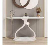 Mesa Consola de Piedra Sinterizada, Moderno Mesa de Entrada Estrecha con Base Metálica, Mesas de Acento de Pasillo, Mesas Slim Detrás del Sofá para Espacios de Vida Compactos(White A,L150*W30*H80cm)