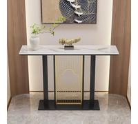Mesa consola delgada para entrada, mesa de roca, mesa de sofá, mesa larga para pasillo, mesa de vestíbulo, mesa de acento moderna, color negro, 150 cm, para sala de estar y entrada