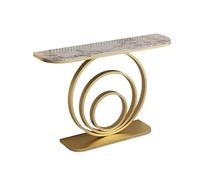 Mesa consola - Diseño estrecho con losa de roca superior y marco de metal pintado a alta temperatura, ideal para pasillo, dormitorio, sala de estar, vestíbulo