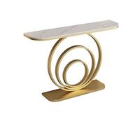 Mesa consola - Diseño estrecho con losa de roca superior y marco de metal pintado a alta temperatura, ideal para pasillo, dormitorio, sala de estar, vestíbulo