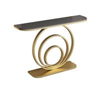 Mesa consola - Diseño estrecho con losa de roca superior y marco de metal pintado a alta temperatura, ideal para pasillo, dormitorio, sala de estar, vestíbulo