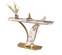 Mesa consola - Diseño moderno de losa de roca con marco de metal, solución decorativa que ahorra espacio para pasillo, dormitorio, sala de estar, vestíbulo