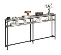 Mesa consola estrecha, 180 x 23 x 100 cm, 2 niveles, con espacio de almacenamiento, extra larga, mesa auxiliar gris para entrada, salón, color blanco nieve