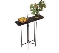 Mesa Consola Estrecha 60-120 cm Moderna, Top Madera Maciza y Patas de Metal Negro, Consolas Recibidores Entrada para Entrada, Pasillo, Salón(Black,100 * 22 * 90cm)