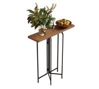 Mesa Consola Estrecha 60-120 cm Moderna, Top Madera Maciza y Patas de Metal Negro, Consolas Recibidores Entrada para Entrada, Pasillo, Salón(Walnut,100 * 22 * 90cm)