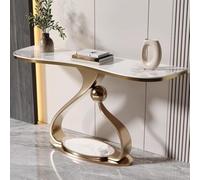 Mesa Consola Estrecha con Base de Metal - Mesa de Sofá de Entrada de Estilo Escandinavo for Salón, Recibidor, Pasillo - Tapa de Placa de Roca de Mármol Sintético, 80/100/120 x 30 x 80 cm(1,80*30*80cm)