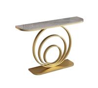Mesa consola estrecha, diseño de losa de roca con marco de metal pintado a alta temperatura, ideal para pasillo, dormitorio, sala de estar, vestíbulo