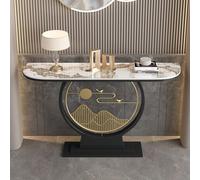 Mesa Consola Estrecha Estilo Europeo de Lujo Ligero Consola Recibidor Tablero de Piedra con Base Gruesa Elegante para Pasillo, Dormitorio o Sala(Black1,100 * 30 * 80cm)
