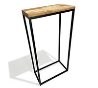 Mesa consola estrecha estrecha mesa auxiliar, mesa de pasillo, pequeña mesa de exposición, mesa de sofá para espacios pequeños, para entrada, pasillo, color negro, metal, madera de roble, diseño