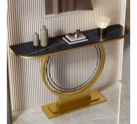 Mesa consola estrecha, mesa de entrada semicircular con marco de metal, mesa de pasillo minimalista para sala de estar y vestíbulo