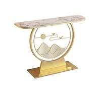 Mesa consola estrecha para entrada, diseño de losa de roca de lujo ligero con marco de hierro grueso, ahorro de espacio para pasillo, dormitorio, sala de estar, vestíbulo