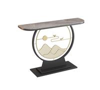 Mesa consola estrecha para entrada, losa de roca y marco de hierro grueso, diseño de ahorro de espacio para pasillo, dormitorio, sala de estar, vestíbulo
