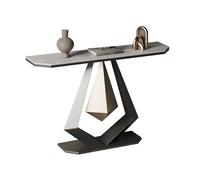 Mesa Consola Estrecha y Ligera de Losa de Piedra de Lujo Decoración del Hogar Mesa Recibidor Entrada con Marco de Metal Esmaltado al Horno para Pasillo(Gray,80 * 30 * 80cm)