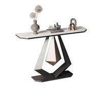 Mesa Consola Estrecha y Ligera de Losa de Piedra de Lujo Decoración del Hogar Mesa Recibidor Entrada con Marco de Metal Esmaltado al Horno para Pasillo(White,100 * 30 * 80cm)