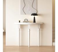 Mesa Consola Estriada Semicircular Contemporánea, Mesa Auxiliar Compacta para Recibidor O Pasillo, Mesa Auxiliar De Madera para Sofá De Entrada, Fácil Montaje, White 47.2 * 31.5in