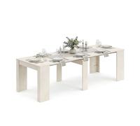Mesa consola extensible con efecto en microcemento beige 50-235x90 cm denis