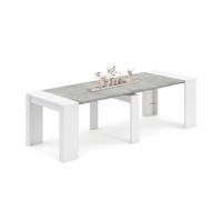 Mesa consola extensible en blanco artik y gris cemento 50-235x90 cm denis