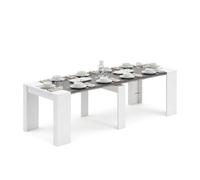 Mesa consola extensible en blanco artik y gris grafito 50-235x90 cm denis