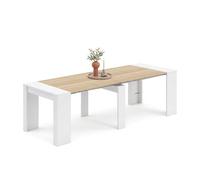 Mesa consola extensible en blanco artik y roble canadian 50-235x90 cm denis