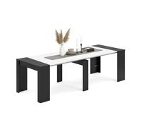Mesa consola extensible en negro mate y blanco artik 50-235x90 cm denis