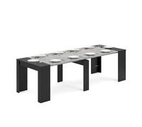 Mesa consola extensible en negro mate y gris cemento 50-235x90 cm denis
