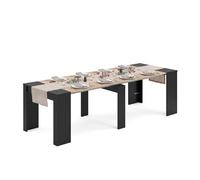 Mesa consola extensible en negro mate y roble canadian 50-235x90 cm denis