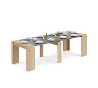 Mesa consola extensible en roble canadian y gris grafito 50-235x90 cm denis