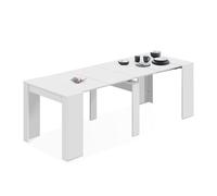 Habitdesign - Mesa Extensible para Comedor, Mesa Ampliable para Salón o Cocina - 5 Posiciones y hasta 10 Comensales - Blanco Brillo - 50-235x90x78 cm - Modelo Consola