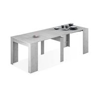 Habitdesign - Mesa Extensible para Comedor, Mesa Ampliable para Salón o Cocina - 5 Posiciones y hasta 10 Comensales - Gris Cemento - 50-235x90x78 cm - Modelo Consola