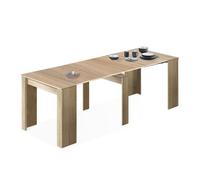 Habitdesign - Mesa Extensible para Comedor, Mesa Ampliable para Salón o Cocina, hasta 5 Posiciones y 10 Comensales, Color Roble Canadian, 50-235x90x78 cm - Modelo Consola