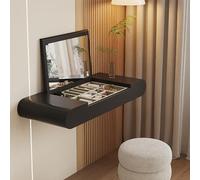 Mesa consola flotante de madera maciza, tocador montado en la pared con almacenamiento, armario de almacenamiento para dormitorio y baño