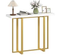 Mesa consola HOMCOM con superficie de imitación mármol, mesa estrecha para recibidor de 100 cm con dispositivo antivuelco, estructura de acero, mesa auxiliar moderna y delgada para sofá, ideal para