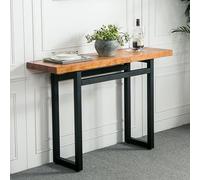 Mesa consola industrial con marco de metal resistente, fácil instalación, mesa de sofá estrecha de 31.4 pulgadas de alto para sala de estar, 80 cm de largo, 5 cm de grosor de la tabla