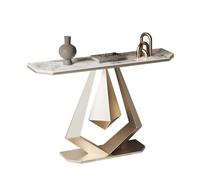 Mesa Consola Italiana Minimalista en Losa de Piedra con Base Metálica Reforzada Mesa Estrecha de Entrada para Decoración del Hogar, Resistente y Duradera(White1,100 * 30 * 80cm)