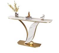 Mesa consola - Losa de roca moderna y ligera con marco de metal, muebles decorativos que ahorran espacio para pasillo, dormitorio, sala de estar y vestíbulo