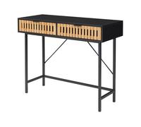 Mesa consola luniehti con cajones bambú 100x40x75cm - negro/natural [en.casa]