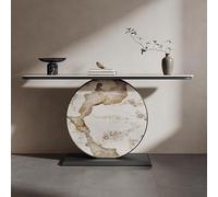 Mesa consola mármol, mesa pasillo, mesas sofá estrechas modernas con tapa base metal, largas laterales decorativas detrás del for dormitorio, hogar, oficina, sala estar(Black+mixed 2,150CM/59IN)