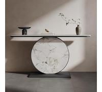 Mesa consola mármol, mesa pasillo, mesas sofá estrechas modernas con tapa base metal, largas laterales decorativas detrás del for dormitorio, hogar, oficina, sala estar(Black+mixed 1,100CM/39.4IN)