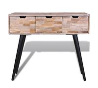 Mesa consola - mesa de entrada con 3 cajones de madera de teca reciclada