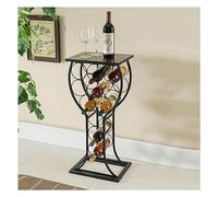 Mesa Consola metálica para vinos, Organizador y estantería de exposición Independiente para el Suelo con Acabado de mármol sintético, estantería Decorativa para bodegas para Bar, Cocina, com