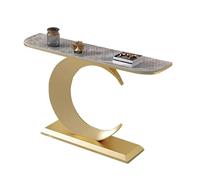 Mesa consola moderna con losa de roca superior de 47.2 pulgadas, mesa de entrada estrecha para vestíbulo, pasillo, sala de estar, elegante mesa de sofá con acabado en oro blanco
