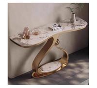 Mesa consola moderna con marco de metal geométrico, diseño de losa de roca de lujo ligero para sala de estar, entrada, vestíbulo, dormitorio